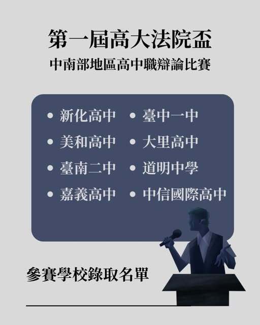 【比賽】高大法院盃-辯論賽錄取學校名單公布圖片